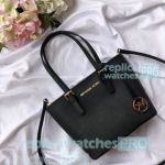 Michael Kors YKK Zipper Black Genuine Leather Copy Mini Shopping Bag